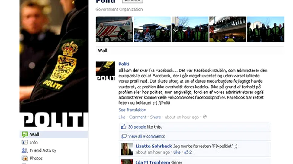 Facebook a închis, din greșeală, pagina Poliției daneze