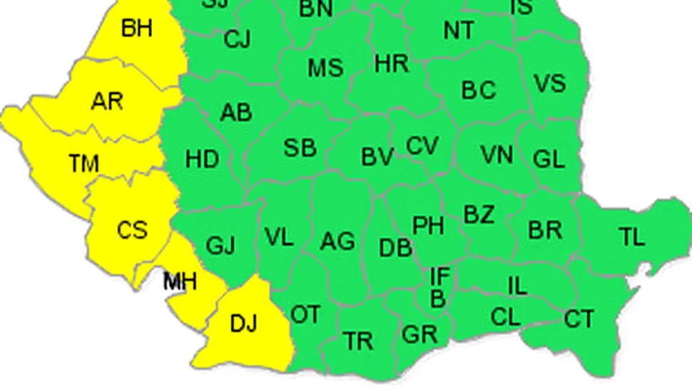 Cod galben de caniculă în România valabil pe 6-7 august 2013