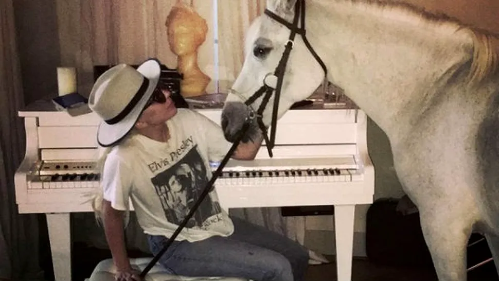 Lady Gaga şi-a invitat calul în sufragerie!