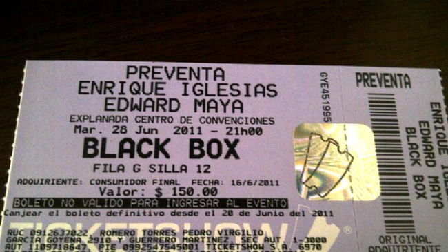 Asa arata biletul de intrare la concertul Edward Maya si Enrique Iglesias de pe 28 iunie 