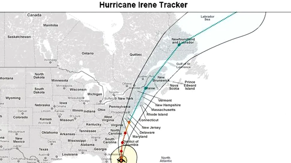 Sase state americane in alerta, in asteptarea uraganului Irene (Video)