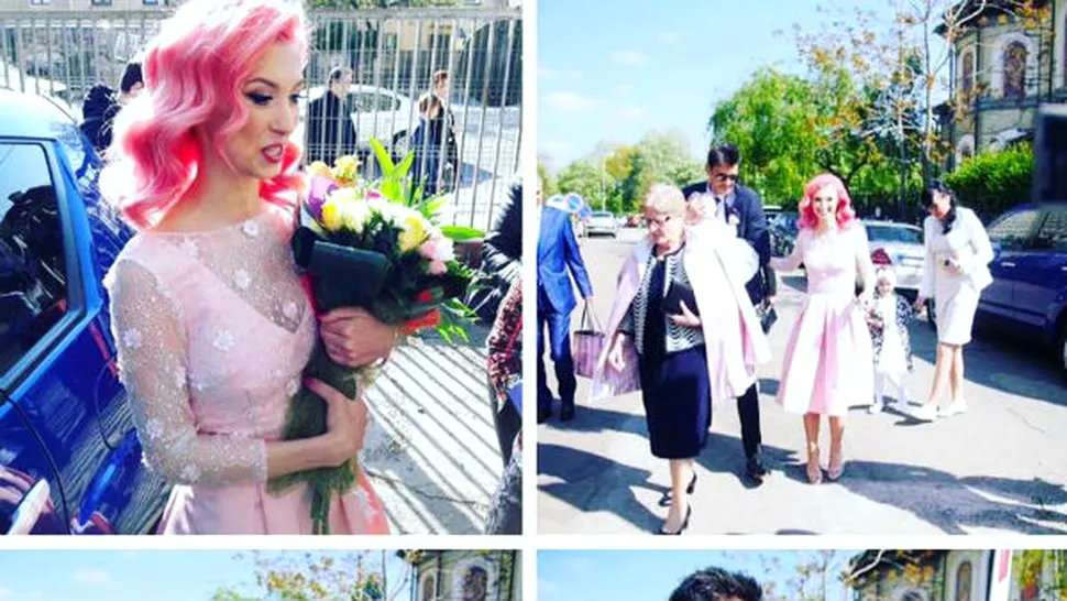 Andreea Bălan a oscilat între roz pal şi albastru electric la botezul fiicei sale! - FOTO