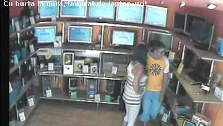 Cu gravida, la furat de laptop-uri! (Video)