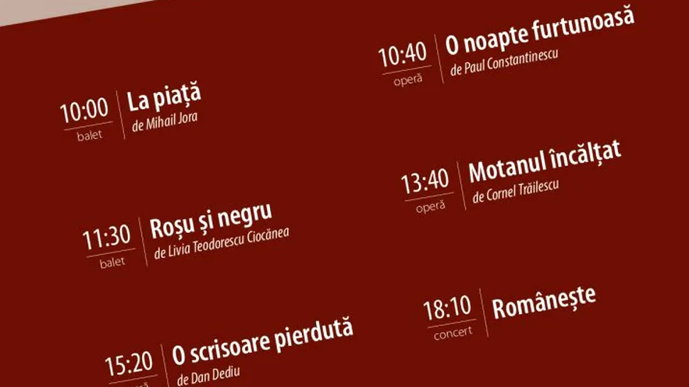 Șase spectacole de compozitori români marchează Ziua Culturii Naționale la ONB