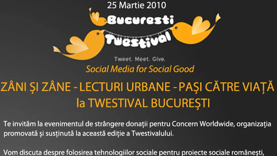 Tweet. Meet. Give. Vino diseara la Twestival!