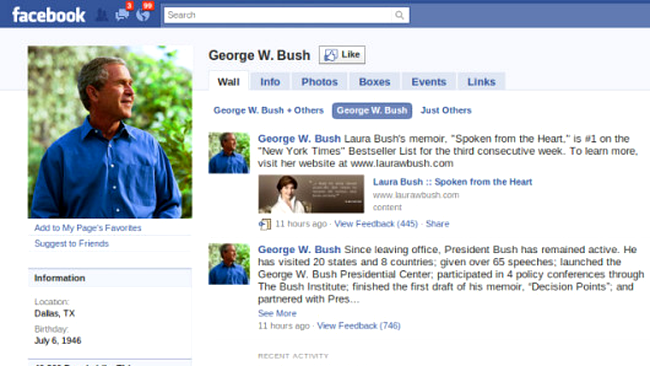 George W. Bush are cont pe Facebook