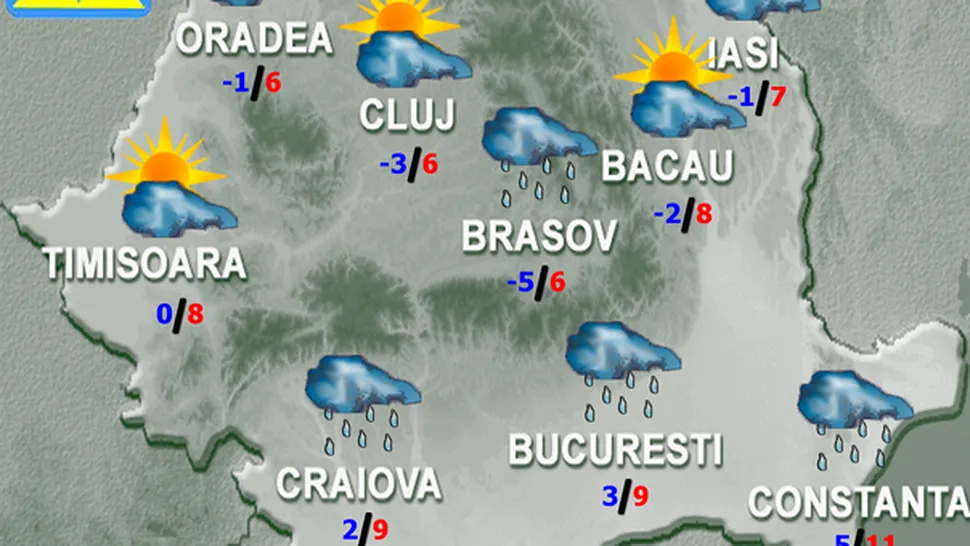 Vremea Apropo.ro: Se raceste si vor fi precipitatii, de marti!