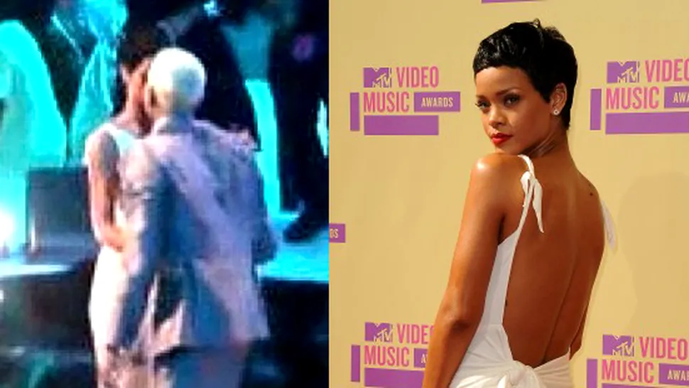 MTV VMA 2012: Rihanna și-a afișat noua coafură și l-a sărutat pe Chris Brown (Video)
