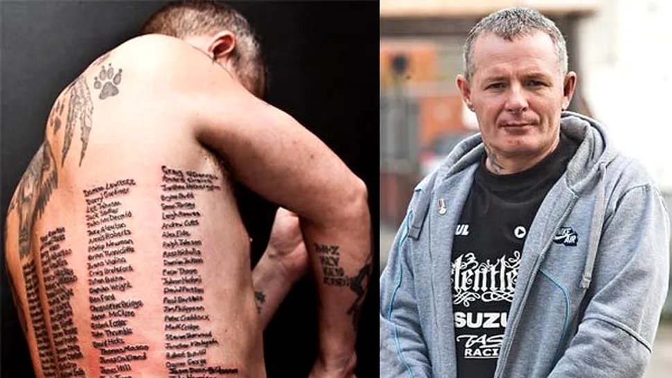 Respect: Un militar are tatuate pe corp numele camarazilor morti in Afganistan