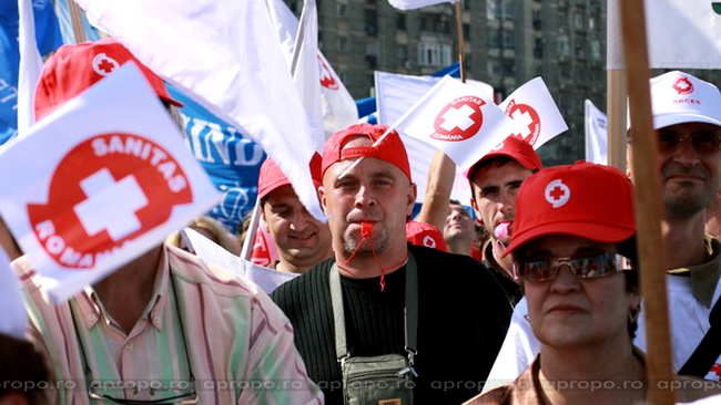 Mitingul sindicalistilor din Piata Victoriei - 7.10.2009