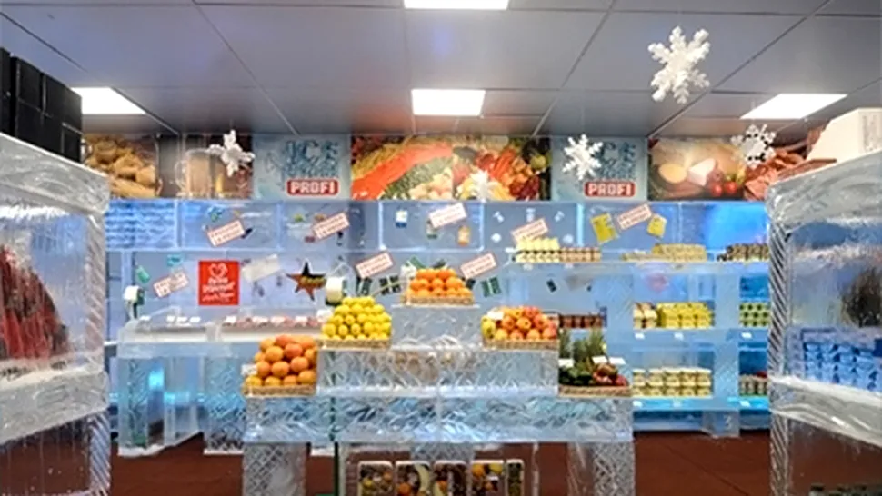 PREMIERĂ‚: Un magazin din gheață a fost deschis în București