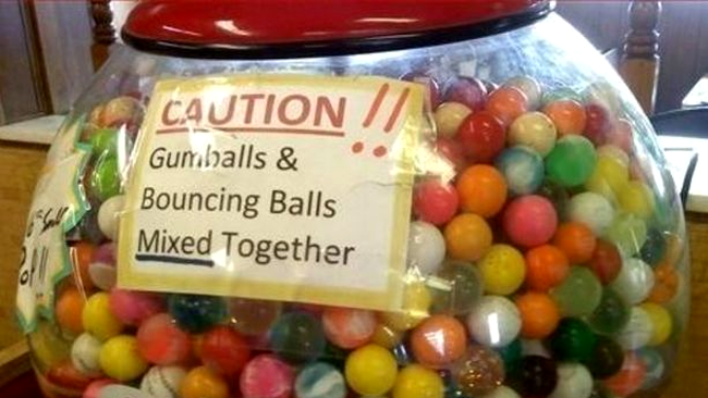 Atentie: gume de mestecat si bile de cauciuc amestecate