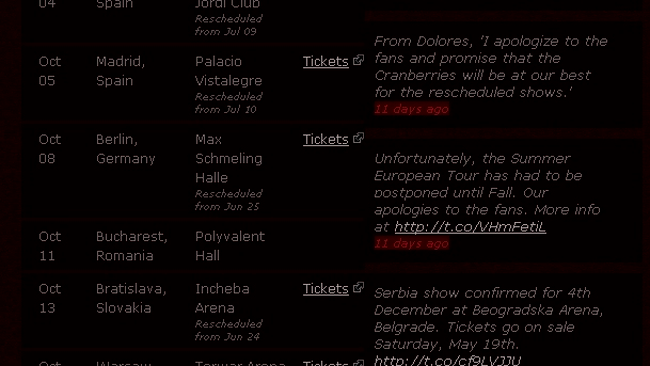 the cranberries la bucuresti