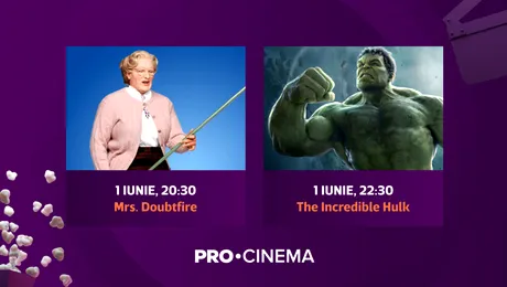 Iunie este luna distracției la PRO Cinema, cu „Doamna Doubtfire, tăticul nostru trăsnit”, „Lassie” și „Hulk”
