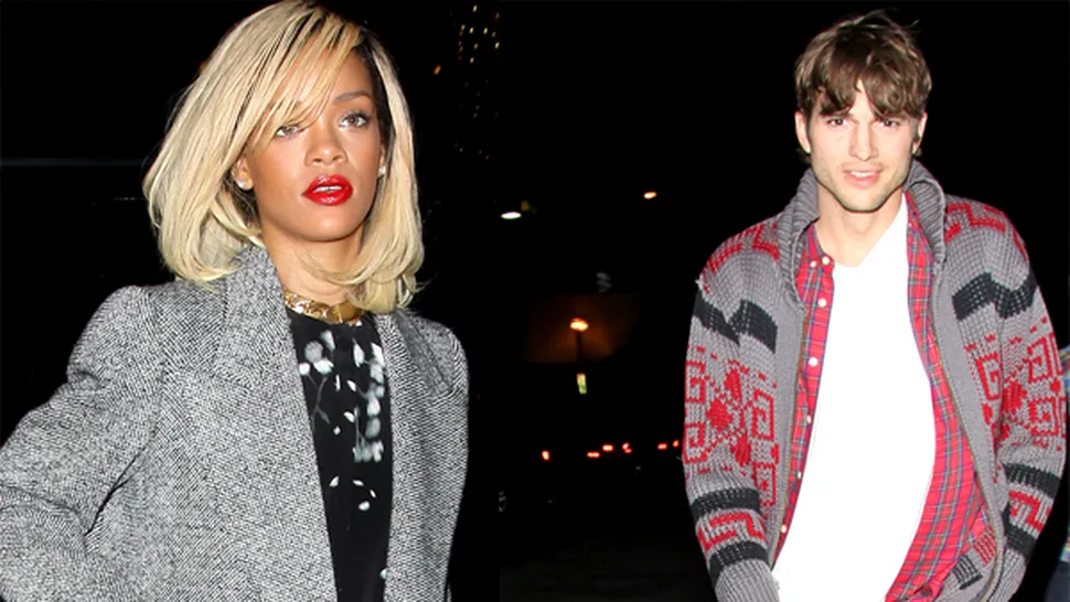Rihanna și Ashton Kutcher, întâlnire amoroasă la drum de seară!