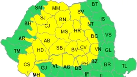 Cod galben de ninsoare pentru acest weekend