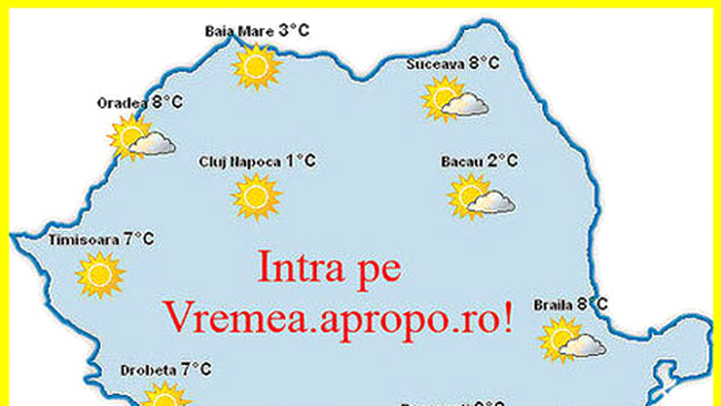 Click pe vremea.apropo.ro, pentru prognoza meteo completa!