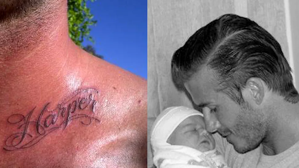 David Beckham si-a tatuat numele fiicei lui pe gat