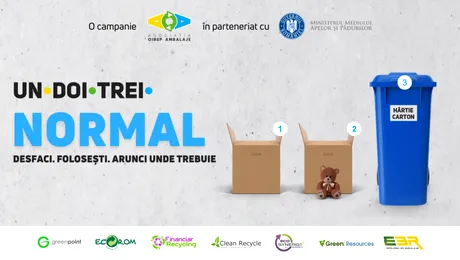 Asociația OIREP Ambalaje, în parteneriat cu Ministerul Mediului, Apelor și Pădurilor, lansează campania națională Un’ Doi Trei