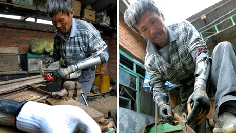 Un bărbat cu brațele amputate și le-a refăcut din metale vechi