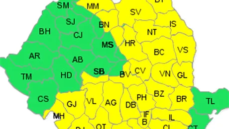 Meteorologii anunță cod galben de ploi și ninsori în aproape toată țara
