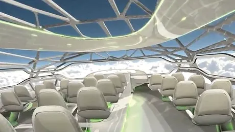 Avionul anului 2050: Zone cu jocuri, ferestre panoramice și scaune de masaj!