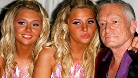 Hugh Hefner este consolat de gemenele Shannon (Foto)