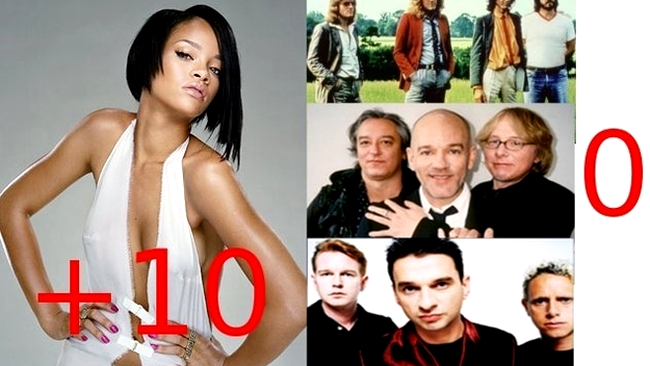 Rihanna, Led Zeppelin, REM, și Depeche Mode