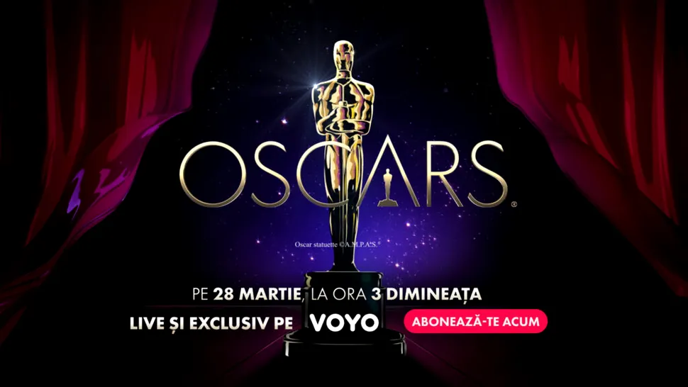 Gala premiilor Oscar va fi difuzată în România live, în exclusivitate, pe Voyo