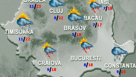 VREMEA se strică. Prognoza meteo pentru miercuri și joi