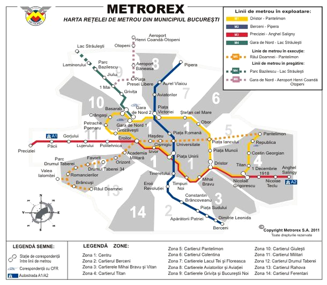 Noua harta a retelei de metrou din Bucuresti