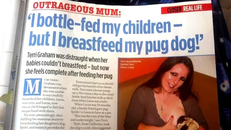 O femeie își alăptează câinele pentru a se simți mamă „completă”