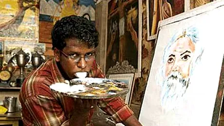 Un artist indian pictează doar cu limba (Video)