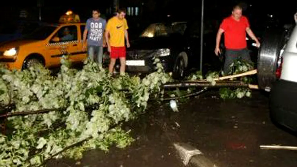 Capitala sub asediul furtunii: copaci cazuti, strazi inundate, masini distruse