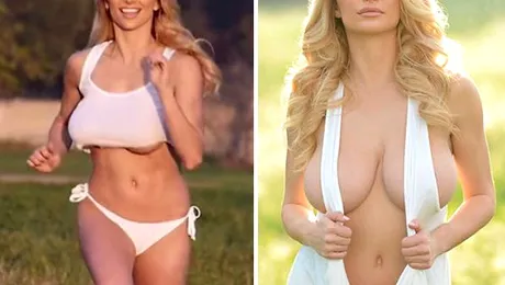 Vedeta care face sport dezbrăcată! VIDEO in slow motion