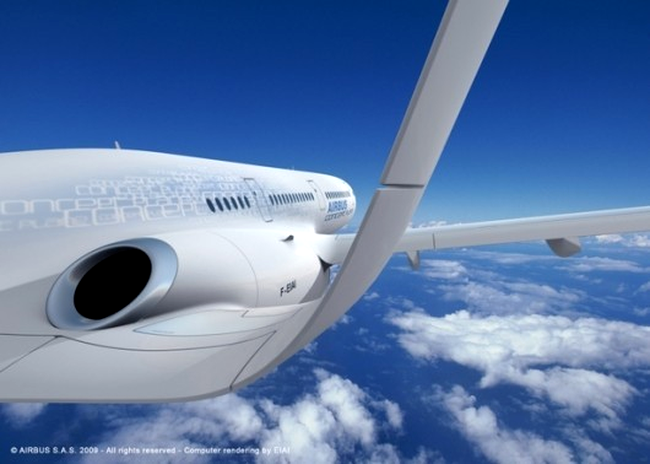 Avion Airbus, cu aripi si motoare futuriste