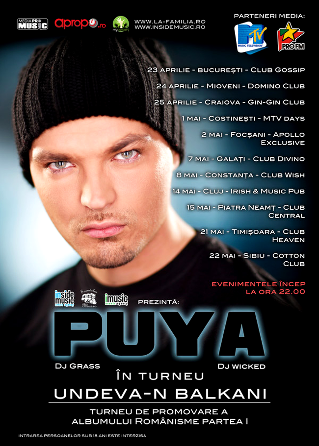 Afisul concertelor lui Puya