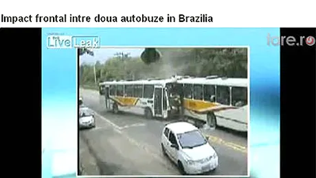 Accident frontal intre doua autobuze, in Brazilia! (Video)