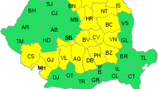 Cod galben de ninsori, viscol si vreme rece, in 21 de judete!