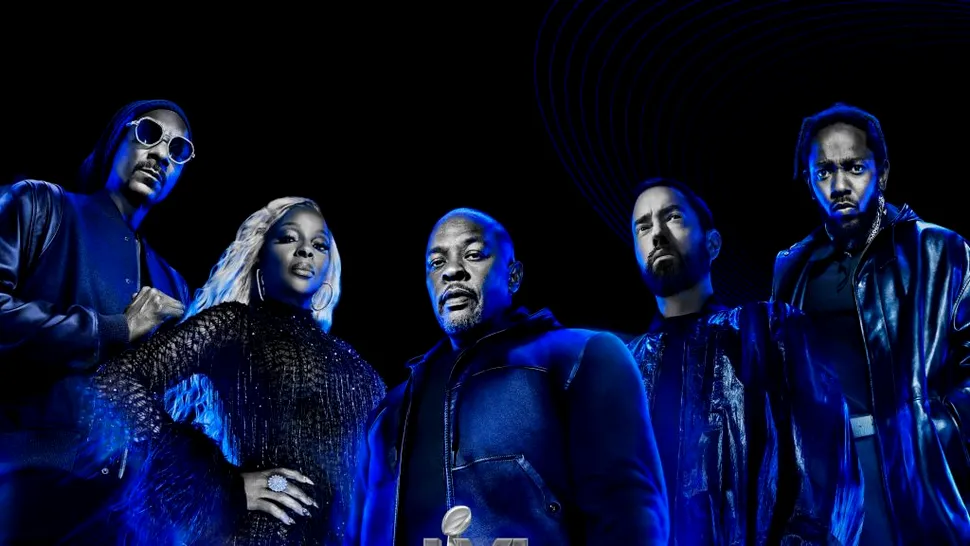 Super Bowl 2022: Dr. Dre, Kendrick Lamar, Eminem, Mary J. Blige și Snoop Dogg cântă în pauză