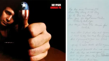 Manuscrisul original al cântecului „American Pie”, vândut la licitaţie