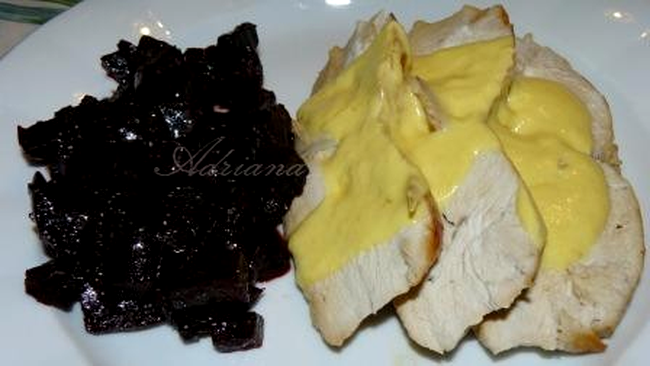 friptura de sos alb si sfecla rosie caramelizata