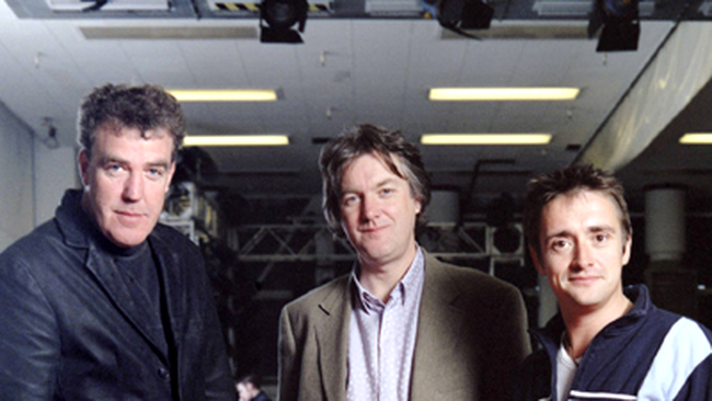 Prezentatorii emisiunii Top Gear: Jeremy Clarkson, James May, Richard Hammond 