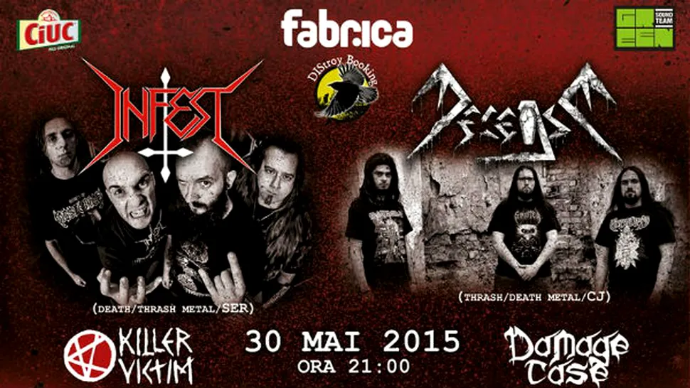 Death thrash metal sârbesc şi ardelenesc, în Fabrica: Infest (Serbia) şi Decease (Cluj)