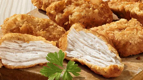 100% bucăţi de pui autentice şi diferite