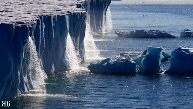 Glacial waterfalls on Spitsbergen (Svalbard), Norway